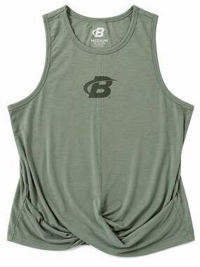 Bodybuilding.com Women’s Medium Sage Green Twist Front Athletic Tank Top Gym